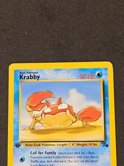 Krabby 1st Edition Common 51/62 1999 WOTC Fossil Pokemon Card Arita LP+ - Image 3