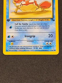 Krabby 1st Edition Common 51/62 1999 WOTC Fossil Pokemon Card Arita LP+ - Image 4