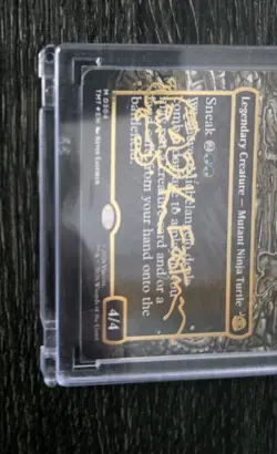 MTG TMNT Michelangelo, Improviser Borderless Foil gold signature Headliner - Image 2