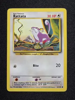 Pokemon Card Rattata 61/102 Base Set Common Unlimited Vintage - Image 1