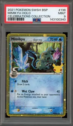 Pokemon Mimikyu Celebrations Coll. Black Star Holo Promo SWSH136 PSA 9 Mint - Image 1