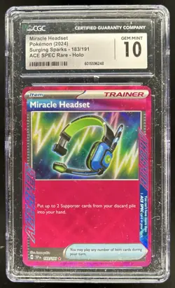 2024 Pokemon Surging Sparks Miracle Headset ACE Rare #183/191 CGC 10 - Image 1