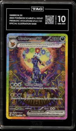 Pokemon Umbreon ex Prismatic Evolutions Special Illustration Rare #161 TAG 10 - Image 1