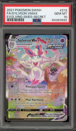 Pokemon Sylveon VMAX Evolving Skies Secret Rare Full Alt Art #212 PSA 10 - Image 1