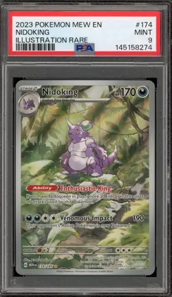 Pokemon Nidoking 151 MEW EN Illustration Rare #174 PSA 9 Mint - Image 1