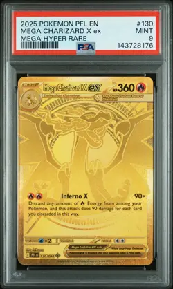 2025 POKEMON PFL EN-PHANTASMAL FLAMES MEGA HYPER RARE MEGA CHARIZARD X EX PSA 9 - Image 1