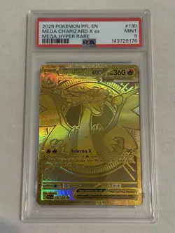 2025 POKEMON PFL EN-PHANTASMAL FLAMES MEGA HYPER RARE MEGA CHARIZARD X EX PSA 9 - Image 3