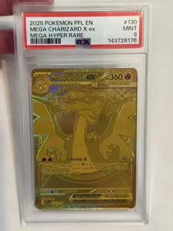 2025 POKEMON PFL EN-PHANTASMAL FLAMES MEGA HYPER RARE MEGA CHARIZARD X EX PSA 9 - Image 4