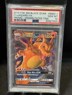 2019 POKEMON SM BLACK STAR PROMO HIDDEN FATES TINS #SM211 CHARIZARD GX PSA 10 - Image 1