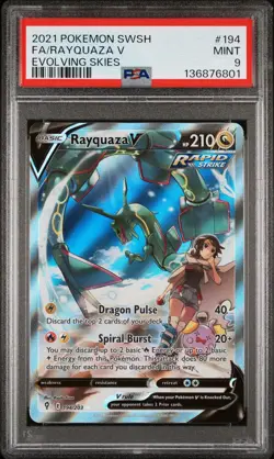 2021 Pokemon SWSH Evolving Skies Rayquaza V Alt Art 194 PSA 9 Mint CGC TAG BGS - Image 1