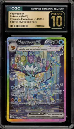 Pokemon Vaporeon ex Prismatic Evolutions SIR #149 CGC 10 Pristine - Image 1