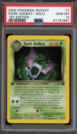 Pokemon Dark Golbat Team Rocket 1st Edition Holo Rare #7 PSA 10 Gem Mint - Image 1