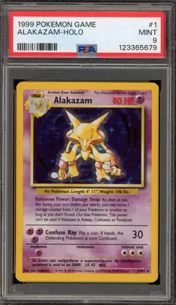 Pokemon Alakazam Base Set Unlimited Holo Rare #1 PSA 9 Mint - Image 1