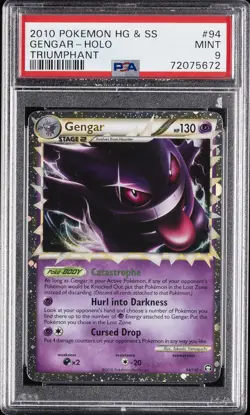 2010 POKEMON HEARTGOLD & SOULSILVER TRIUMPHANT #94 GENGAR-HOLO PSA 9 - Image 1