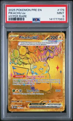 2025 POKEMON PRE EN-PRISMATIC EVOLUTIONS #179 PIKACHU ex HYPER RARE PSA 9 - Image 1