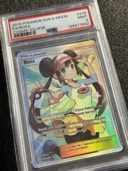 Rosa 236/236 Pokemon TCG Sun & Moon Cosmic Eclipse Full Art Trainer PSA 9 - Image 2