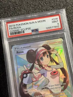 Rosa 236/236 Pokemon TCG Sun & Moon Cosmic Eclipse Full Art Trainer PSA 9 - Image 3