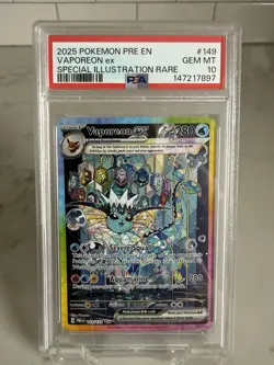 Vaporeon ex SIR #149 2025 Pokemon Prismatic Evolutions PSA 10 GEM MT - Image 1