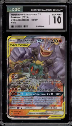 Pokemon Marshadow & Machamp GX Unbroken Bonds Holo Ultra Rare #82 CGC 10 - Image 1