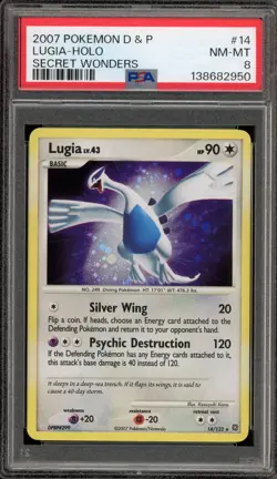 Pokemon Lugia Secret Wonders Holo Rare #14 PSA 8 - Image 1