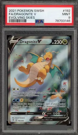 Pokemon Dragonite V Evolving Skies Full Alt Art #192 PSA 9 Mint - Image 1