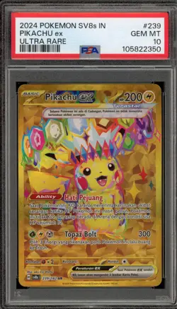 Pokemon Pikachu ex Terastal Festival INDONESIAN Ultra Rare #239 PSA 10 Gem Mint - Image 1