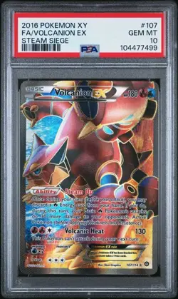 2016 POKEMON XY STEAM SIEGE #107 FA/VOLCANION EX STEAM SIEGE PSA 10 (499 - Image 1