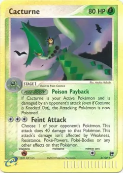 Cacturne - 2/100 - Holo Rare - Reverse Holo PL/MP, English Pokemon EX Sandstorm - Image 1