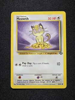 POKEMON - MEOWTH 56/64 - JUNGLE SET - COMMON - LIGHTLY PLAYED - Image 1