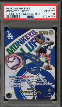One Piece CCG Monkey.D.Luffy Dodgers X One Piece Night EB02-010 PSA 10 Gem Mint - Image 1