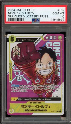 One Piece CCG Monkey.D.Luffy Serialized 0137/1200 Lottery JPN OP07-109 PSA 10 - Image 1