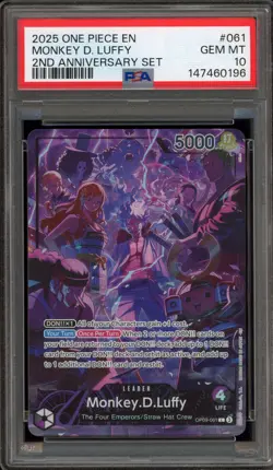 One Piece CCG Monkey.D.Luffy 2nd Anniversary Set OP09-061 PSA 10 Gem Mint - Image 1
