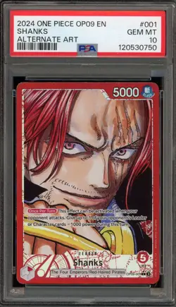 One Piece CCG Shanks Alternate Art OP09-001 PSA 10 Gem Mint - Image 1