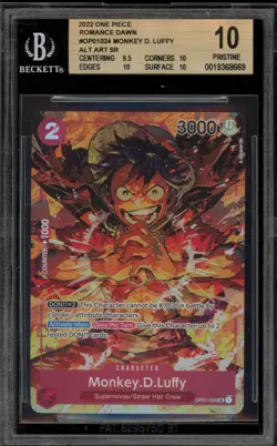 One Piece CCG Monkey.D.Luffy Romance Dawn Alternate Art OP01-024 BGS 10 Pristine - Image 1