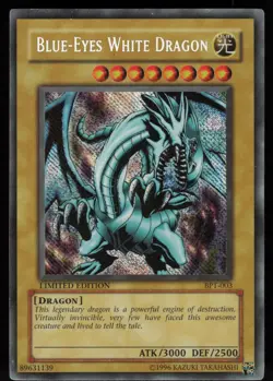Blue-Eyes White Dragon BPT-003 Secret Rare Reverse Foil Error Yu-Gi-Oh #1 - Image 1