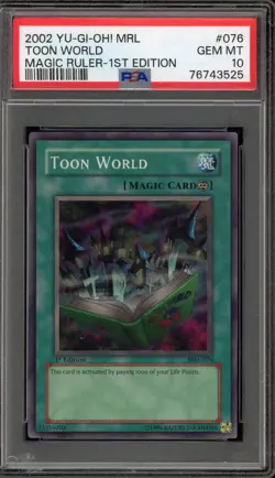 Yu-Gi-Oh! Toon World Magic Ruler 1st Edition Super Rare MRL-076 PSA 10 Gem Mint - Image 1