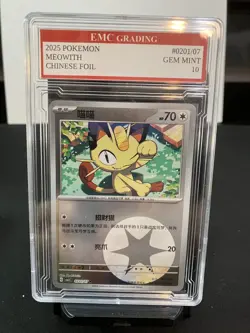 MEOWTH HOLO FOIL Pokemon 2025 Card GRADED 10 MINT TCG CCG CHINESE - Image 1