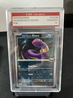 TEAM ROCKET'S EKANS #112/182 FOIL Pokemon 2025 Card GRADED 10 MINT TCG CCG - Image 1