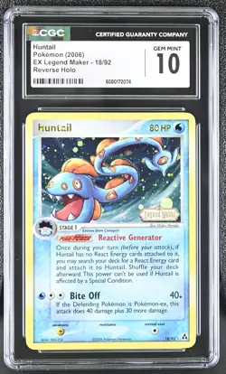 CGC 10 Huntail 2006 EX Legend Maker 18/92 Reverse Holo Stamped Pokemon Card - Image 1
