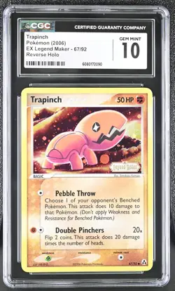 CGC 10 Trapinch 2006 EX Legend Maker 67/92 Reverse Holo Stamped Pokemon Card - Image 1