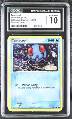 CGC 10 Tentacool 2006 EX Legend Maker 66/92 Reverse Holo Stamped Pokemon Card - Image 1