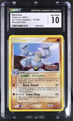 CGC 10 GEM MINT Machamp 2007 EX Power Keepers 11/108 Reverse Holo Pokemon Card - Image 1