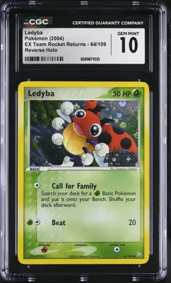 CGC 10 Ledyba EX Team Rocket Returns 64/109 Reverse Holo Stamped Pokemon Card - Image 1