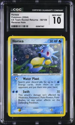 CGC 10 Horsea EX Team Rocket Returns 58/109 Reverse Holo Stamped Pokemon Card - Image 1