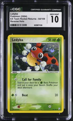 CGC 10 Ledyba EX Team Rocket Returns 64/109 Reverse Holo Stamped Pokemon Card - Image 1