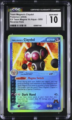 CGC 10 Team Magma's Claydol EX Team Magma Vs Aqua 8/95 Reverse Holo Pokemon Card - Image 1