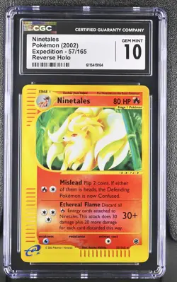 CGC 10 GEM MINT Ninetales 2002 Expedition 57/165 Reverse Holo Pokemon Card - Image 1