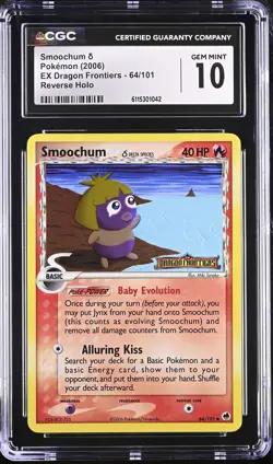 CGC 10 Smoochum EX Dragon Frontiers 64/101 Reverse Holo Stamped Pokemon Card - Image 1