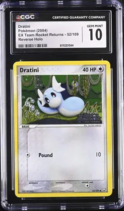 CGC 10 Dratini EX Team Rocket Returns 52/109 Reverse Holo Stamped Pokemon Card - Image 1