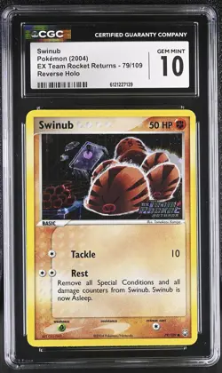 CGC 10 Swinub EX Team Rocket Returns 79/109 Reverse Holo STAMPED Pokemon Card - Image 1